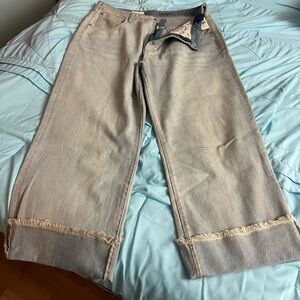 NWT Anthropologie Pilcro 100% COTTON Wide Leg Jeans with Frayed Hem